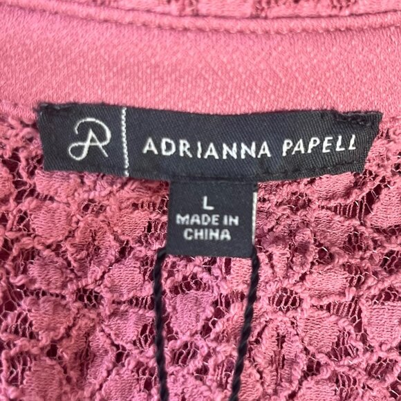 Adrianna Papell Mesarose Textured Blouse Shirt Button Front Pink Size Large New - Picture 5 of 11
